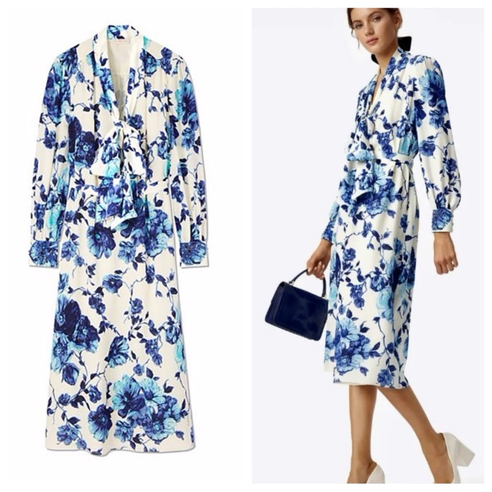 NWT Tory Burch Lili Silk Georgette Midi Dress US2